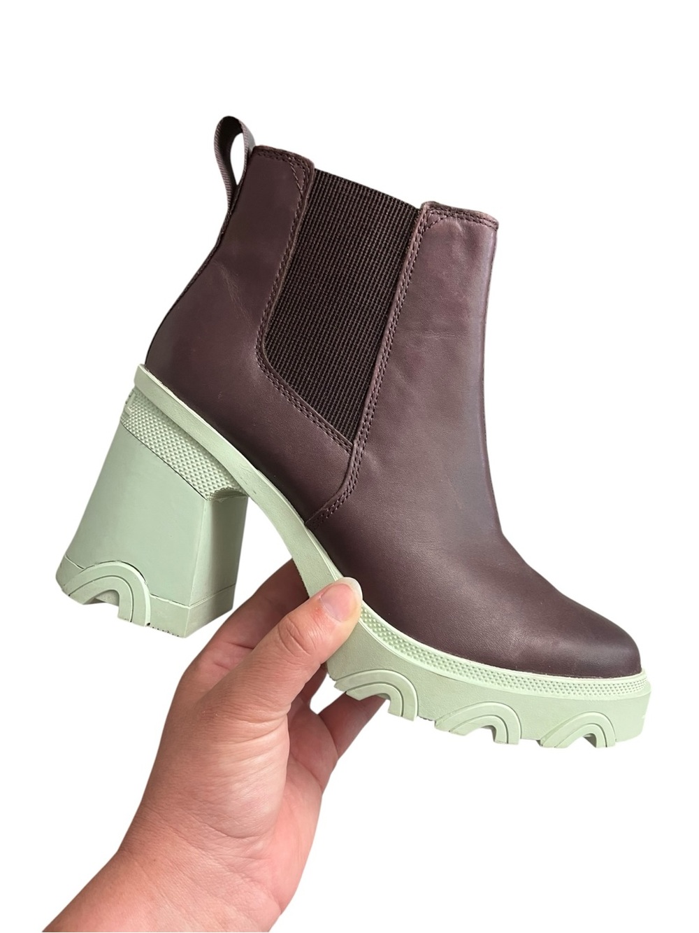 Sorel Brex Chelsea Boots Womens 8 Brown Leather Platform Chunky Heel Lug Sole - Picture 3 of 13